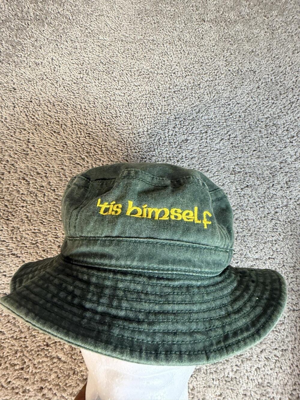 Vintage Tis Himself Bucket Hat Mens One Size Green Irish Scottish Embroidered